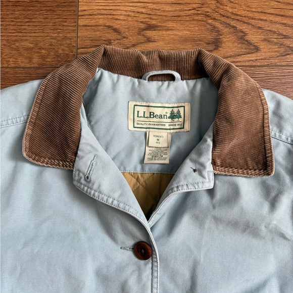 Vintage LL Bean Chore Coat Jacket Womens Medium Canvas Barn Blue Corduroy Collar - Picture 4 of 6
